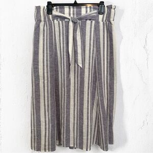 Calligraphie Long Striped Linen-Blend Skirt with Pockets Size L